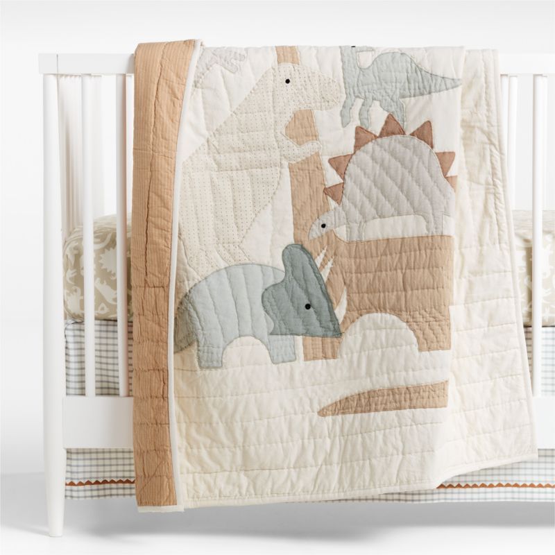 Dino Tower Embroidered Organic Cotton Baby Crib Quilt added by Spoak Member