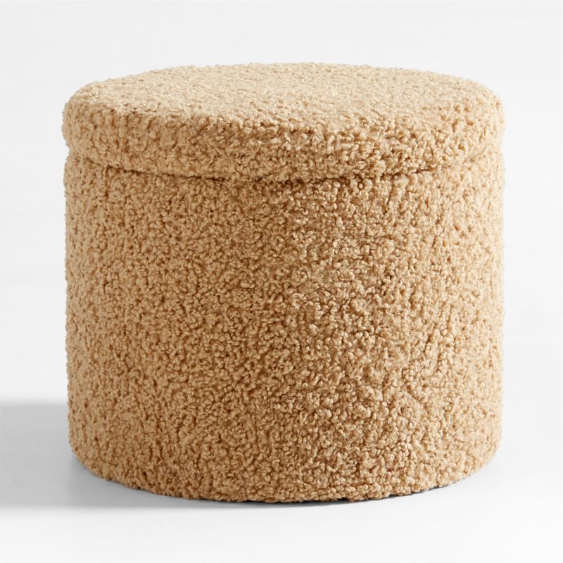 Set of 4 Dot Light Brown Sherpa Kids Storage Ottoman and Stool added by Spoak Member