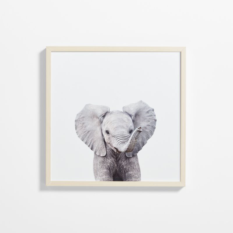 Baby Elephant Maple Wood Framed Wall Art Print added by Spoak Member