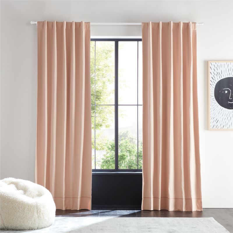 Elegant Pink Embroidered Stitch Organic Cotton Blackout Curtain Panel 44"x84" added by Spoak Member