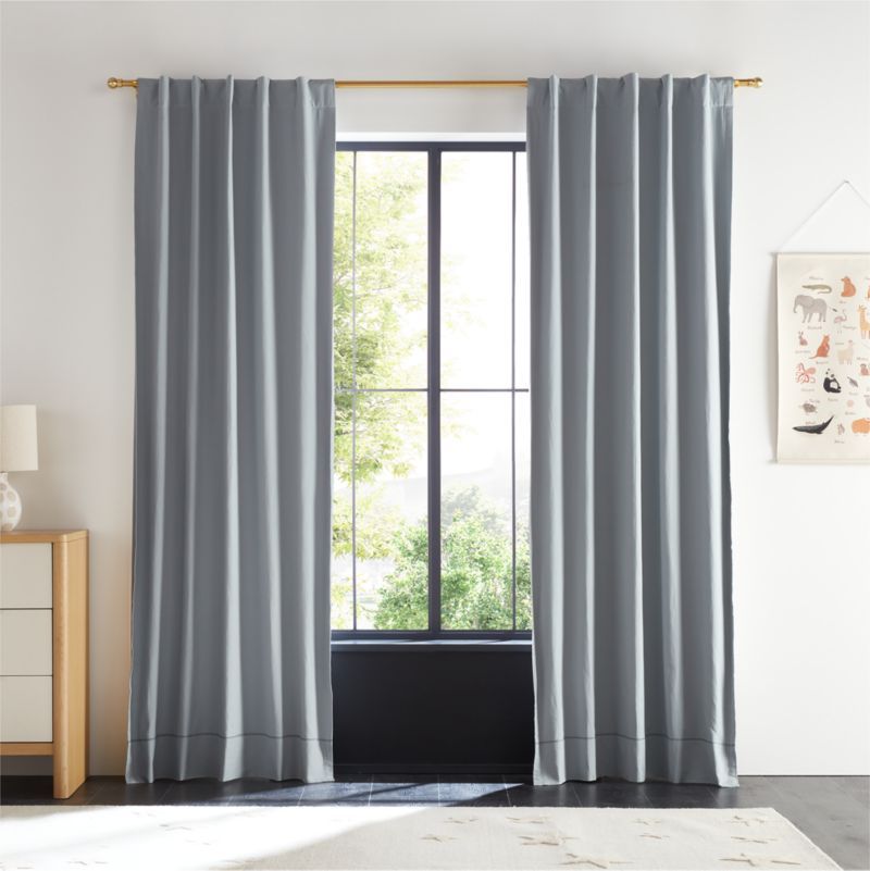 Mist Blue Embroidered Stitch Organic Cotton Blackout Curtain Panel 44"x63" added by Spoak Member