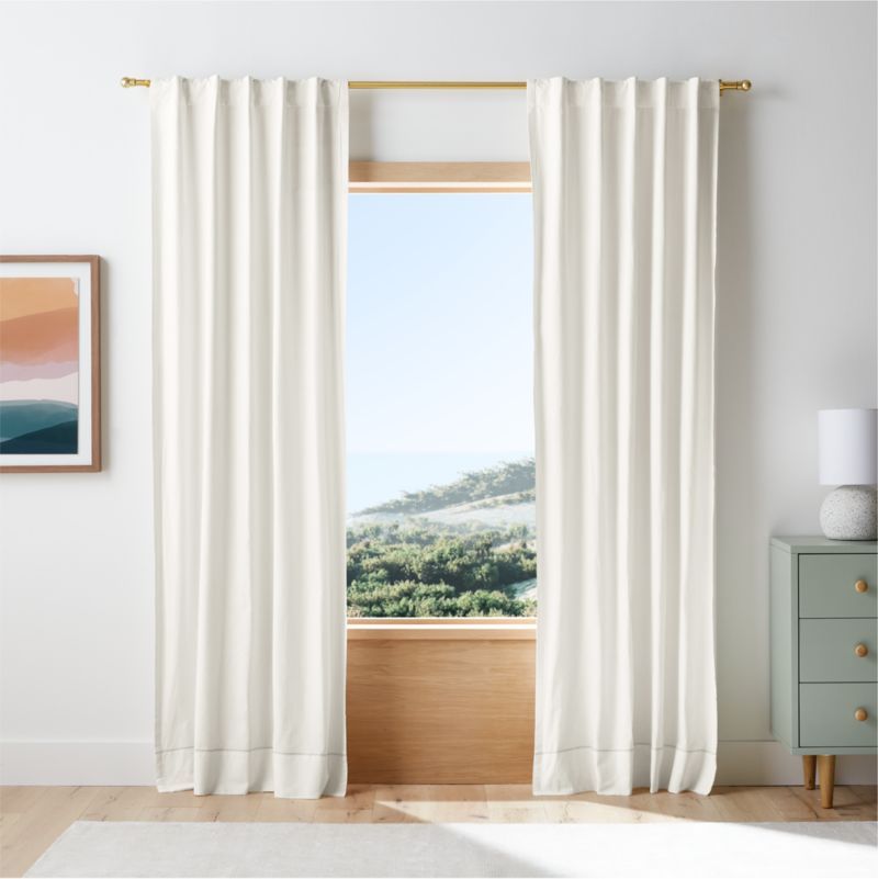 Pampas Ivory Embroidered Stitch Organic Cotton Blackout Curtain Panel 44"x63" added by Spoak Member