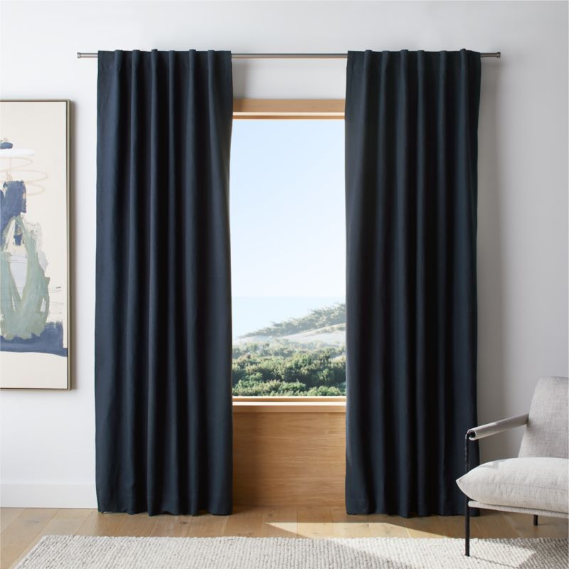 Indigo Blue European Flax ™-Certified Linen Blackout Window Curtain Panel 52"x84" added by Spoak Member