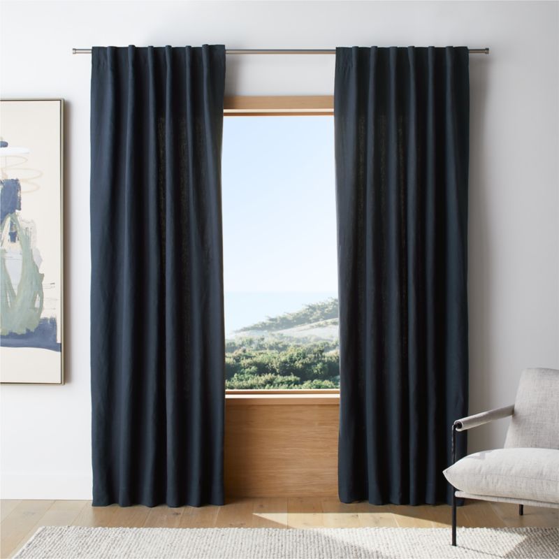 Indigo Blue European Flax ™-Certified Linen Window Curtain Panel 52"x108" added by Spoak Member