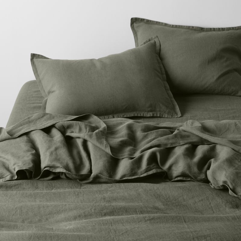 New Natural EUROPEAN FLAX ™-Certified Linen Burnt Green Full/Queen Duvet Cover added by Spoak Member