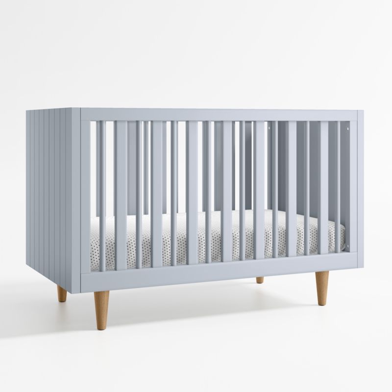 Finn Mist Blue Wood Convertible Baby Crib with Toddler Bed Rail added by Spoak Member