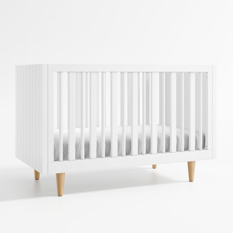 Finn White Wood Convertible Baby Crib with Toddler Bed Rail added by Spoak Member