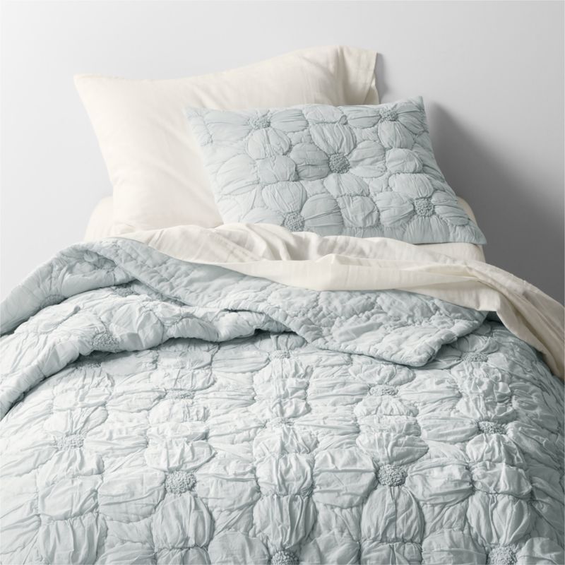 Flora Voile Organic Cotton Textured Pale Blue Twin XL Quilt added by Spoak Member