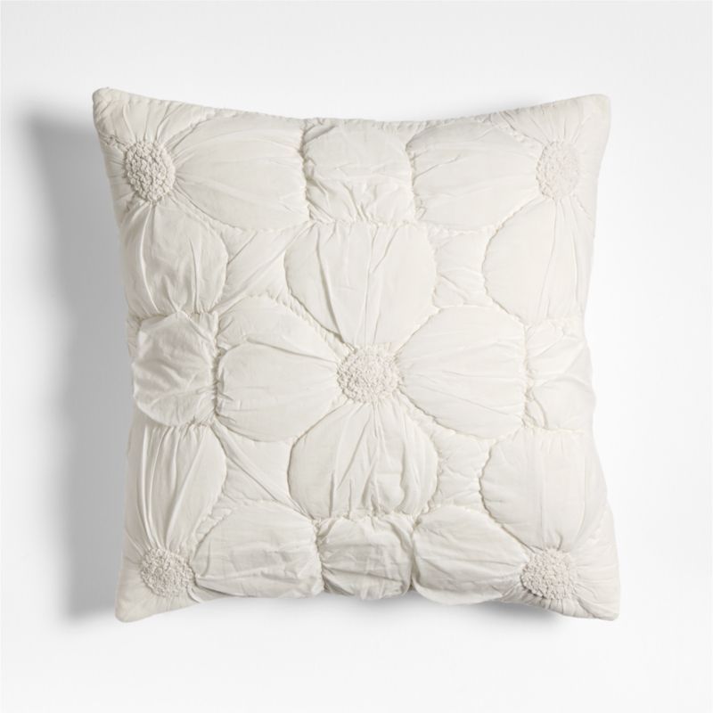 Flora Voile Textured Organic Cotton 20"x20" Pampas Ivory Throw Pillow with Feather Insert added by Spoak Member
