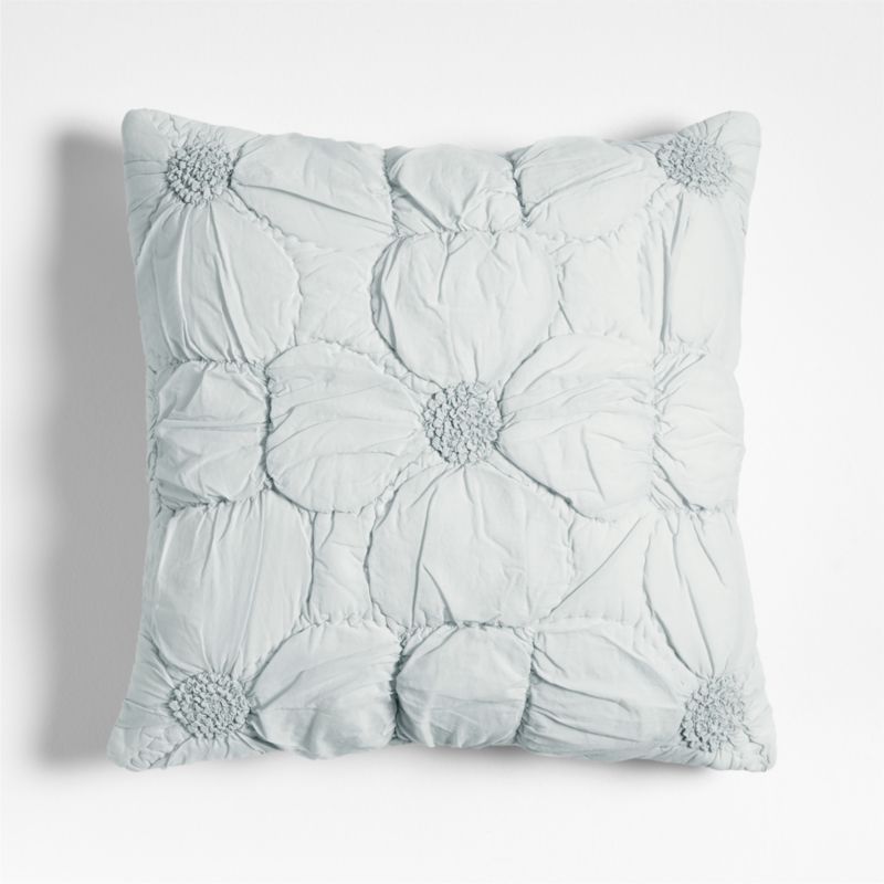 Flora Voile Textured Organic Cotton 20"x20" Pale Blue Throw Pillow with Down-Alternative Insert added by Spoak Member