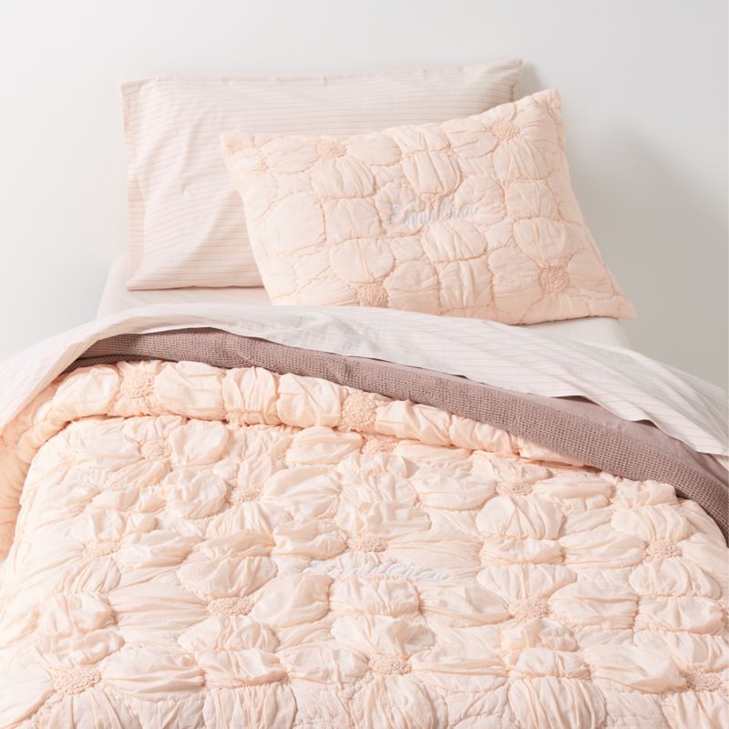 Flora Pink Tint Textured Organic Cotton Voile Kids Full/Queen Quilt added by Spoak Member