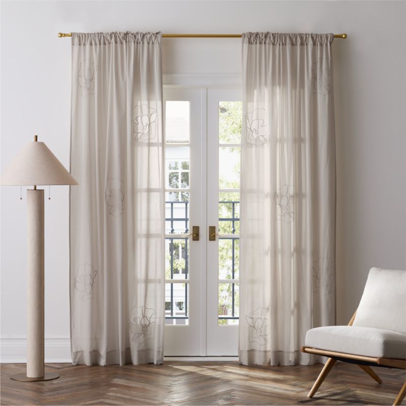 Floral Eyelet Natural Taupe Organic Cotton Sheer Window Curtain Panel 52"x120" added by Spoak Member