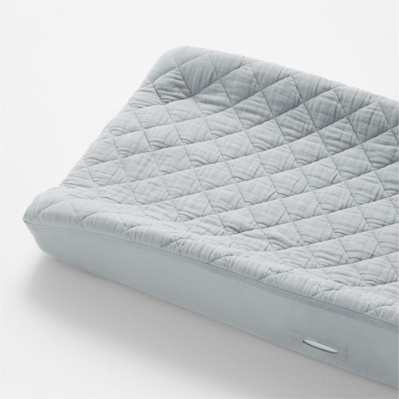 Supersoft Mist Blue Organic Cotton Gauze Baby Changing Pad Cover added by Spoak Member