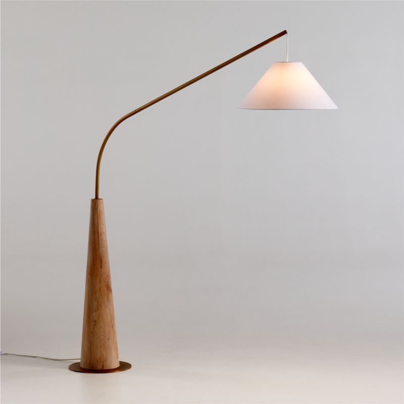 Gibson Wood Hanging Arc Floor Lamp with White Shade 81" added by Spoak Member