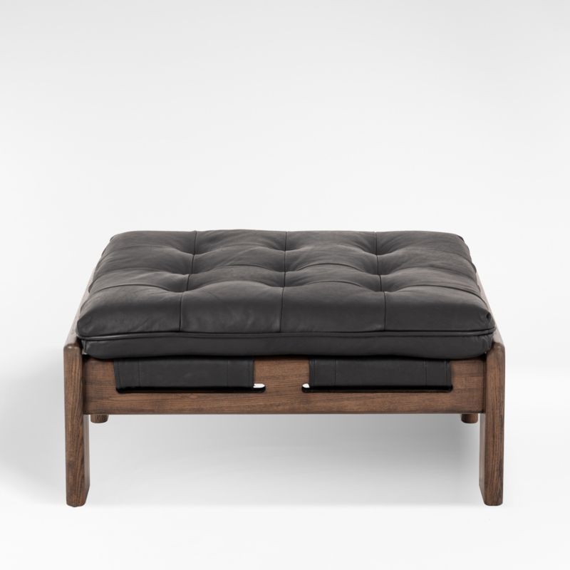 Halston Tufted Black Leather Ottoman added by Spoak Member