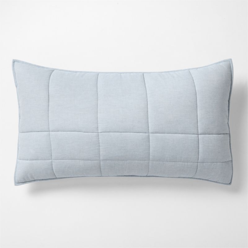 Organic Cotton Heathered Mist Blue Grid King Bed Pillow Sham added by Spoak Member