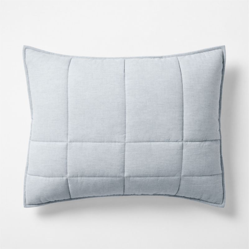 Organic Cotton Heathered Mist Blue Grid Standard Bed Pillow Sham added by Spoak Member