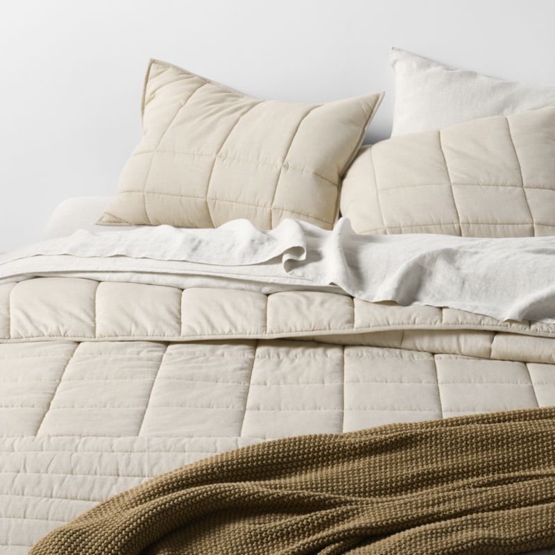 Organic Cotton Heathered Sand Beige Grid Full/Queen Comforter added by Spoak Member