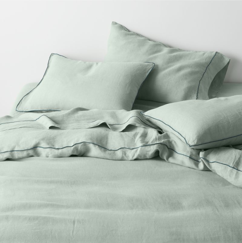 New Natural Hemp Merrow Stitch Verte Green King Duvet Cover added by Spoak Member