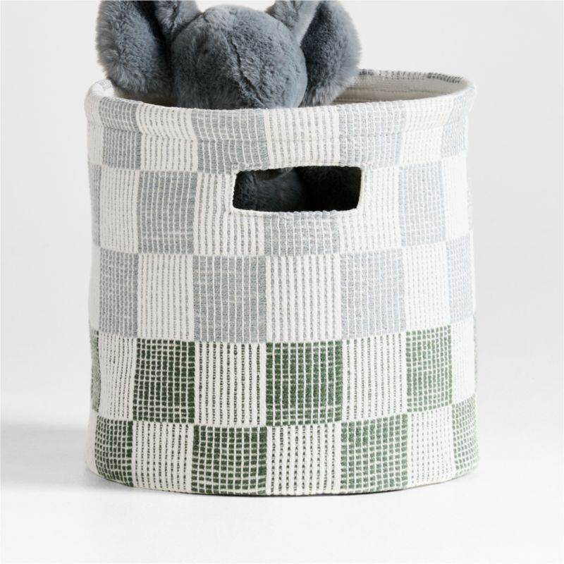 Hopscotch Mist Blue and Pine Green Checkerboard Shelf Storage Bin added by Spoak Member