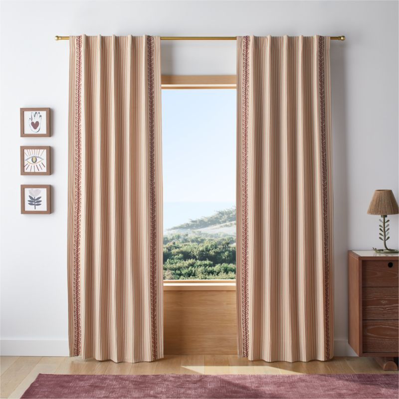 Charles Street Poppy Coral Embroidered Yarn-Dyed Blackout Window Curtain Panel 44"x84" by Jeremiah Brent added by Spoak Member