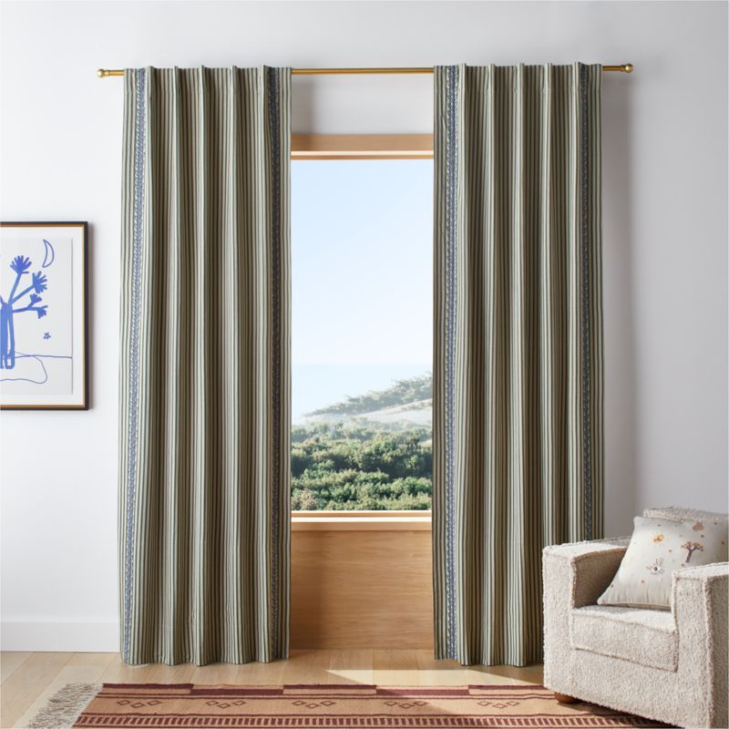 Charles Street Shade Green Embroidered Yarn-Dyed Blackout Window Curtain Panel 44"x84" by Jeremiah Brent added by Spoak Member