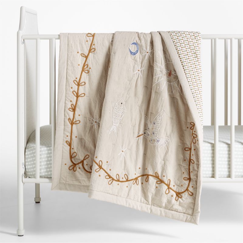 Gwen Embroidered Organic Cotton Baby Crib Quilt by Jeremiah Brent added by Spoak Member