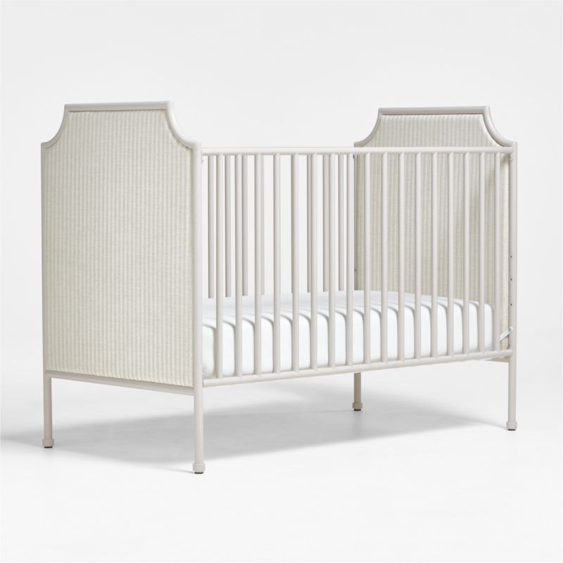 Heritage Metal and Upholstered Cozy Grey Convertible Baby Crib by Jeremiah Brent added by Spoak Member