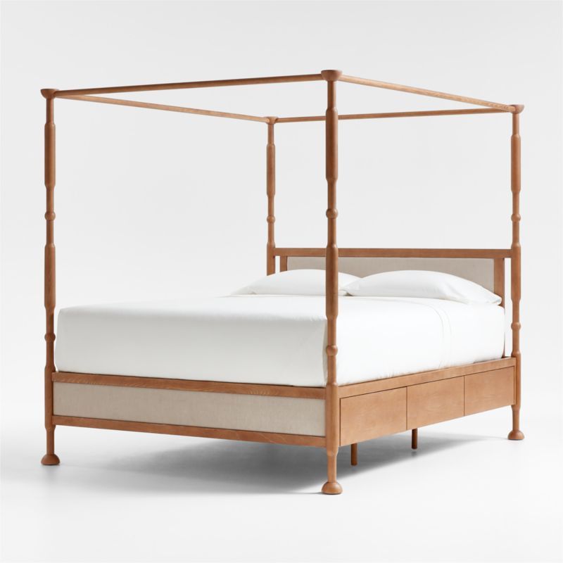 Rachel Hazelnut Wood and Upholstered Queen Kids Canopy Bed with Storage by Jeremiah Brent added by Spoak Member