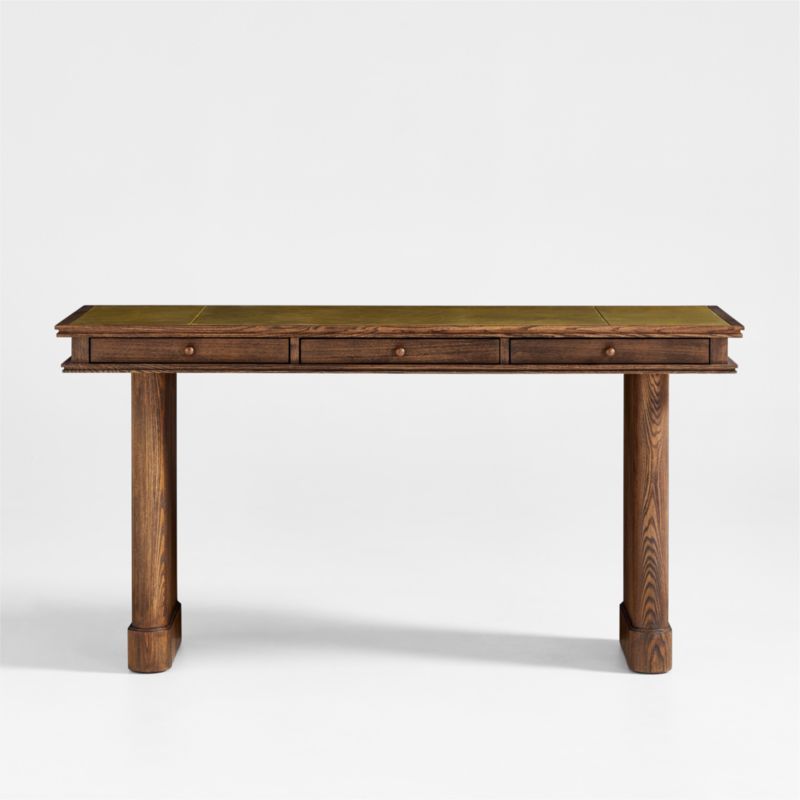 Jake Cocoa Leather and Elm Wood Desk with Drawers by Jake Arnold added by Spoak Member