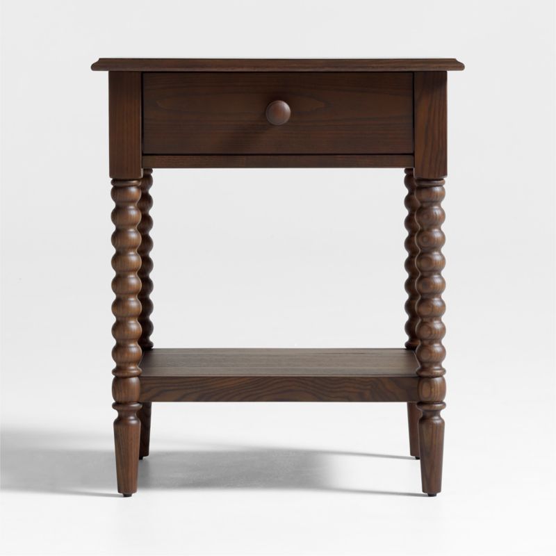 Set of 2 Jenny Lind Deep Brown Wood Spindle Kids Nightstand with Drawer added by Spoak Member