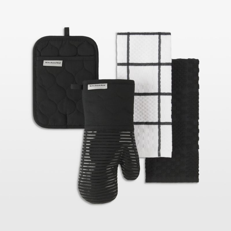 KitchenAid Onyx Black Quilted Cotton Terry Cloth Oven Mitt, Pot Holder, Kitchen Towel, Set of 4 added by Spoak Member