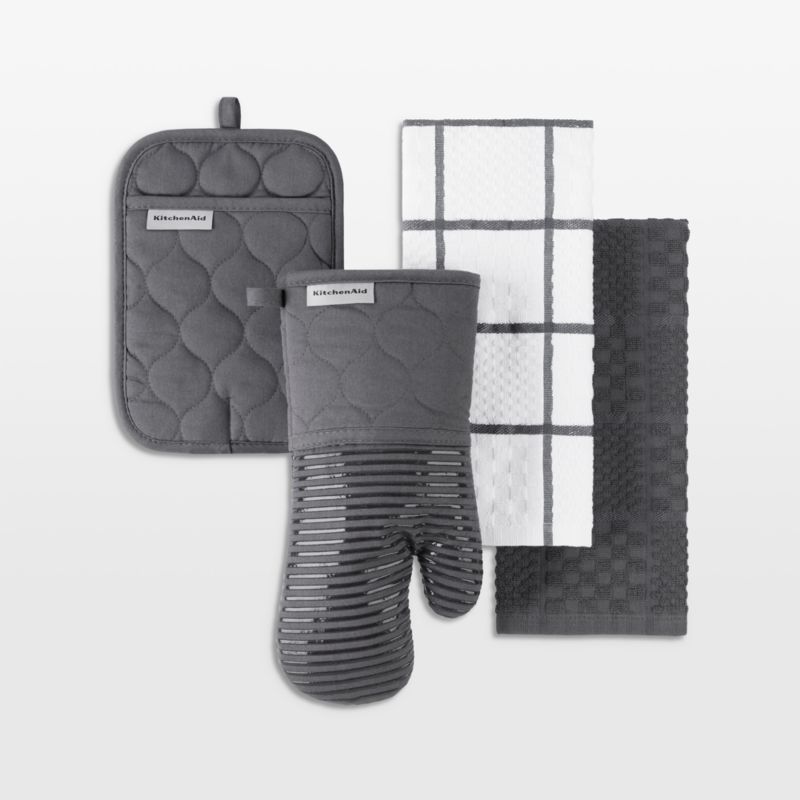 KitchenAid Charcoal Quilted Cotton Terry Cloth Oven Mitt, Pot Holder, Kitchen Towel, Set of 4 added by Spoak Member