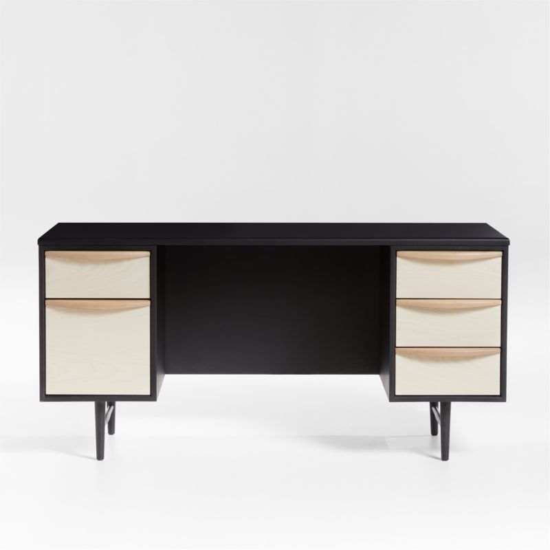 Kaufman 62" Black and Natural Wood Desk with File Drawer added by Spoak Member