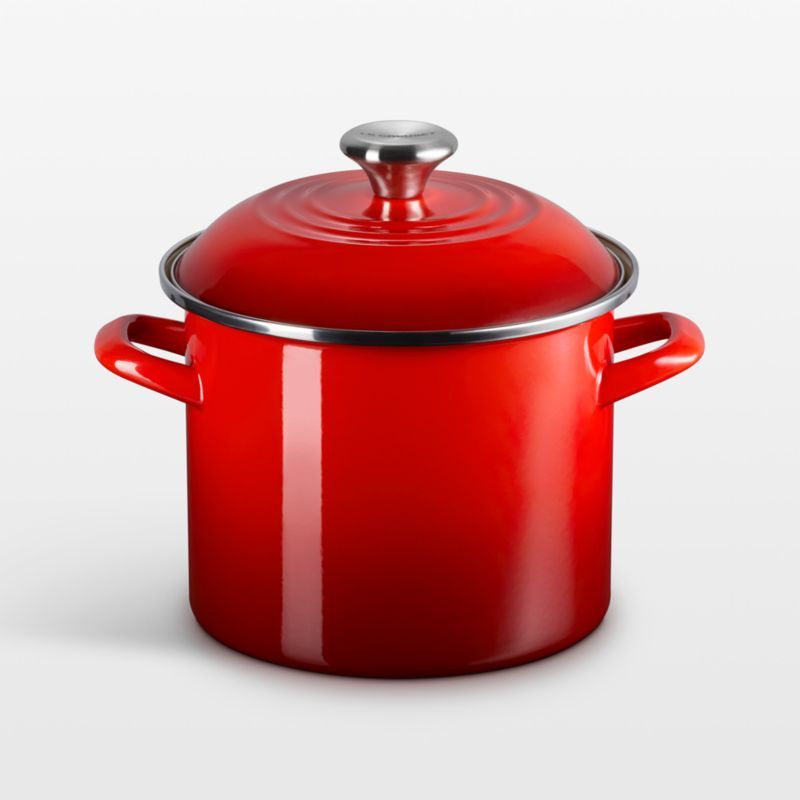 Le Creuset ® 6-Qt. Cerise Enameled Stockpot with Stainless Steel Knob added by Spoak Member