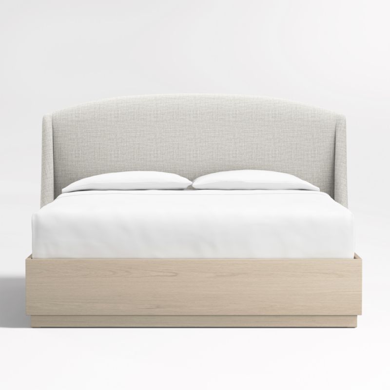 Lafayette 56" Mist Grey Upholstered King Headboard with Batten White Oak Storage Bed Base added by Spoak Member