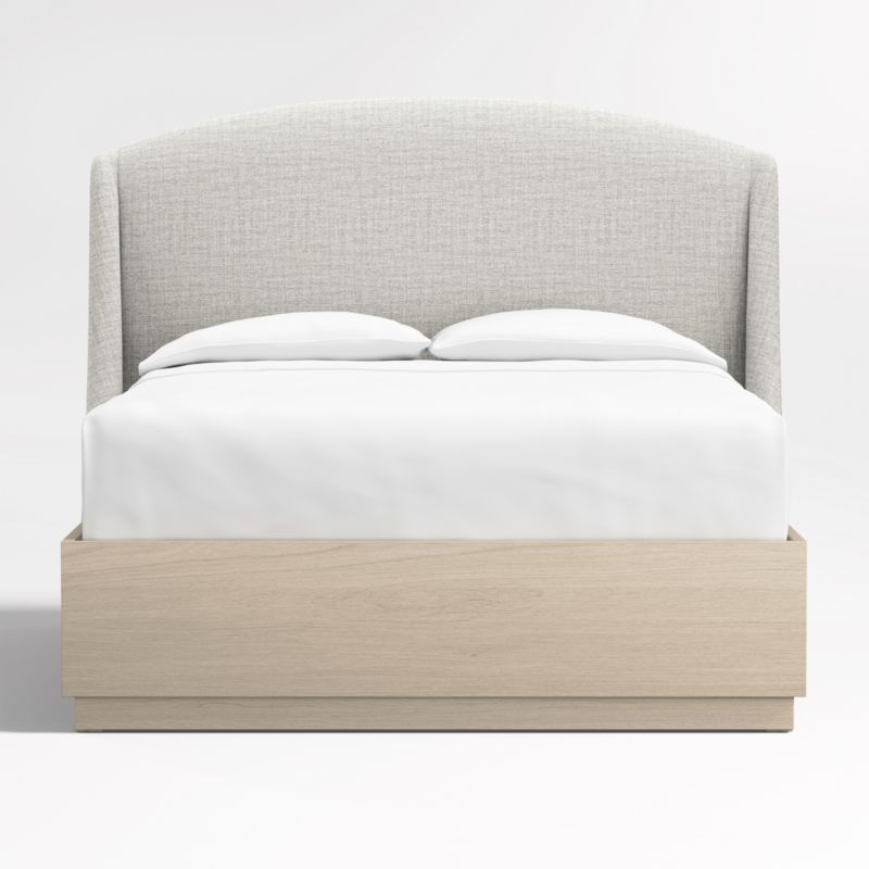 Lafayette 56" Mist Grey Upholstered Queen Headboard with Batten White Oak Storage Bed Base added by Spoak Member