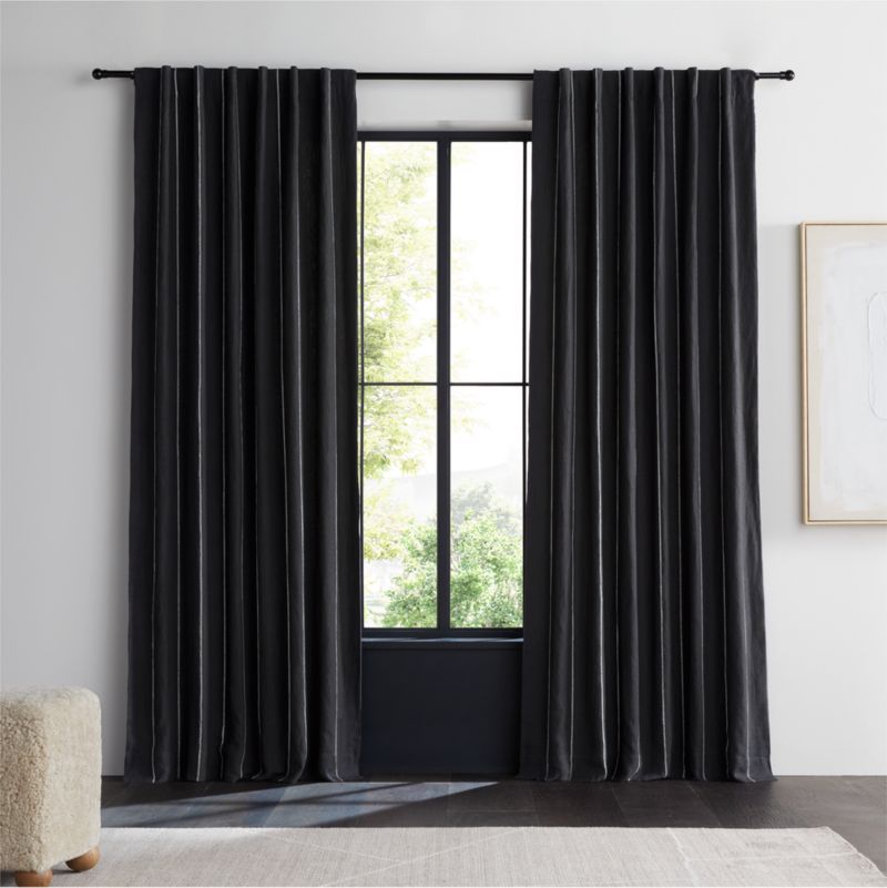 Storm Grey & Crisp White Linen Double Pinstripe Blackout Window Curtain Panel 52"x120" added by Spoak Member