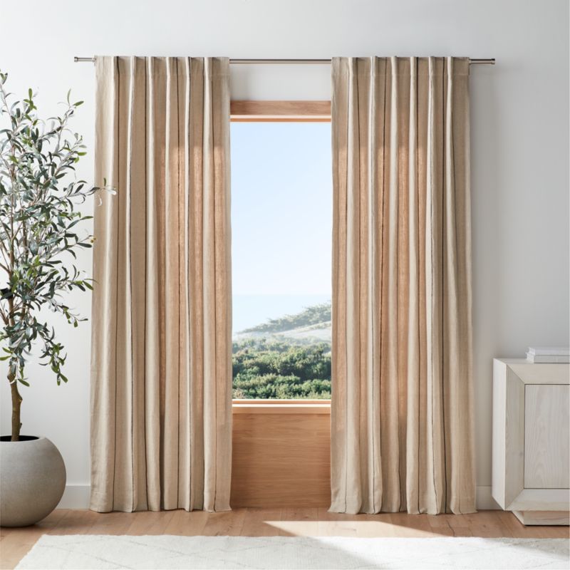 Warm Beige & Storm Grey Linen Double Pinstripe Window Curtain Panel 52"x96" added by Spoak Member