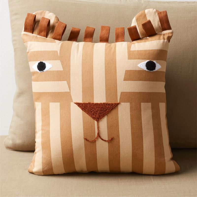 Lion Face Striped Embroidered Kids Throw Pillow added by Spoak Member