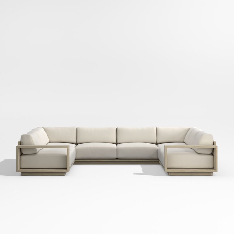 Mallorca Wood 5-Piece U-Shaped Outdoor Sectional Sofa with Ivory Cushions added by Spoak Member