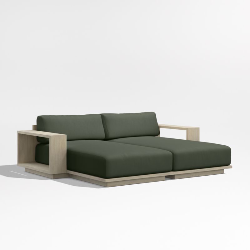 Mallorca 86" Wood Double-Chaise Outdoor Daybed with Cast Sage Green Sunbrella ® Cushions added by Spoak Member