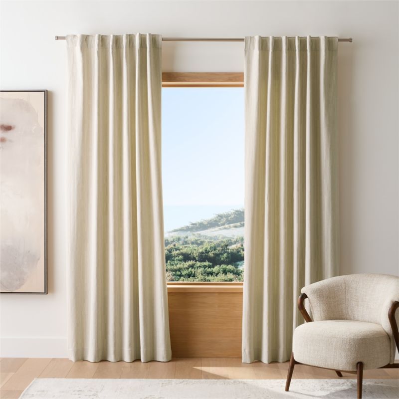 Matelasse Ivory with Black Stripe Organic Cotton Window Curtain Panel 52"x108" added by Spoak Member