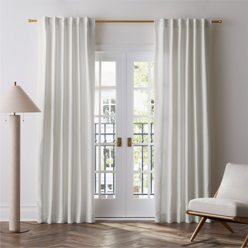 Matelasse Crisp White with Natural Stripe Organic Cotton Window Curtain Panel 52"x108" added by Spoak Member