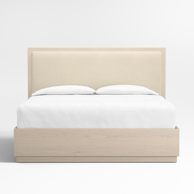 Meraux 56" Ivory Upholstered King Headboard with Batten White Oak Storage Bed Base added by Spoak Member