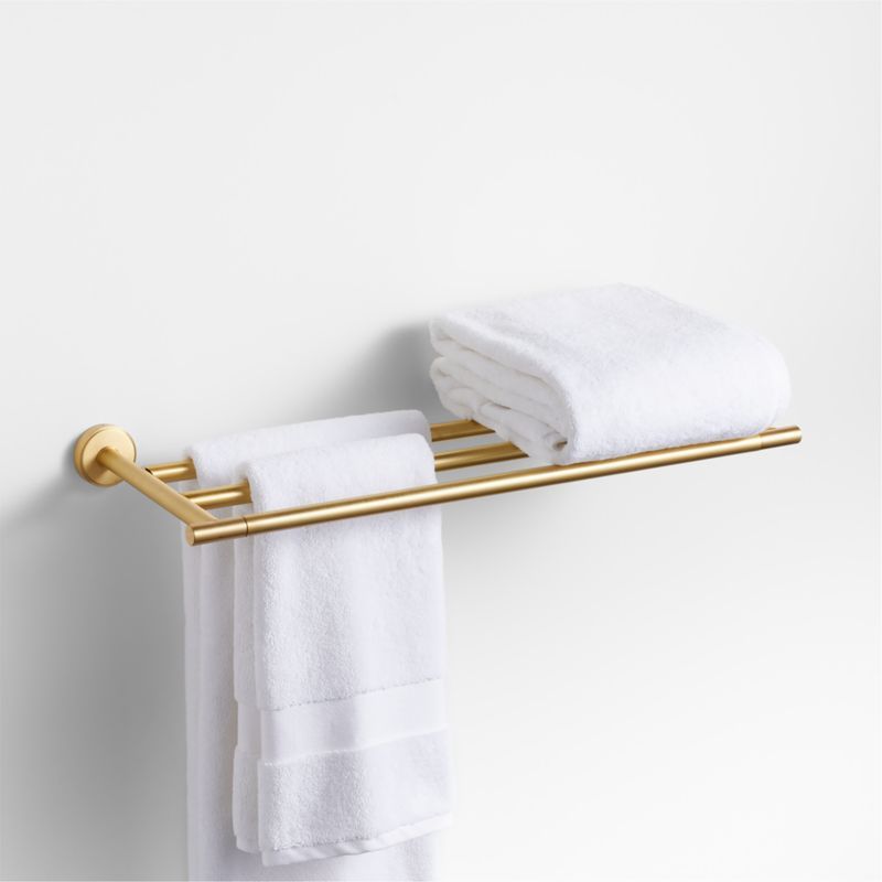 Modern Flat-End Brushed Brass Wall-Mounted Bathroom Towel Rack added by Spoak Member