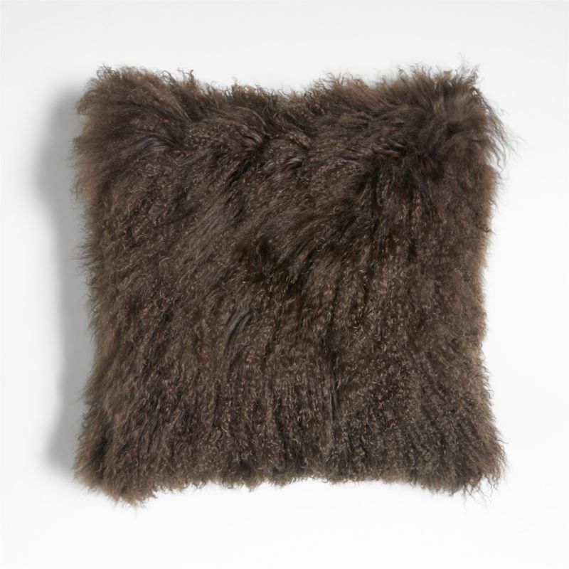 Deep Brown Mongolian Sheepskin 20x20 Throw Pillow with Down-Alternative Insert added by Spoak Member