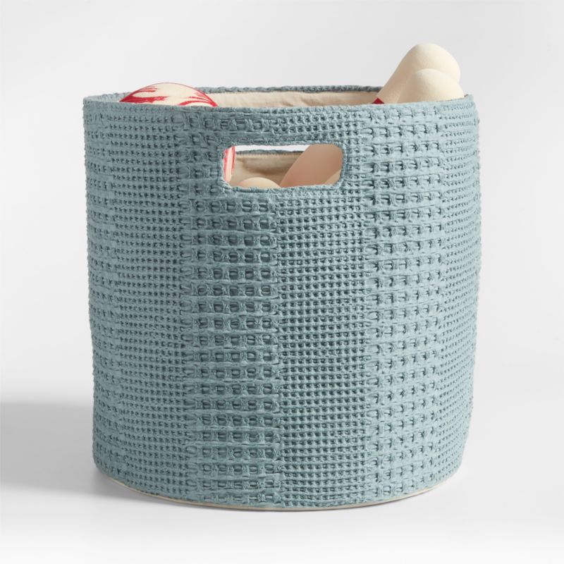 Nella Green Cotton Waffle Weave Large Storage Bin with Handles added by Spoak Member