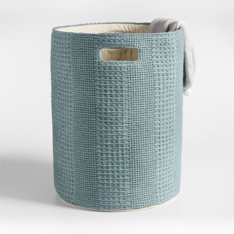 Nella Green Cotton Waffle Weave Kids Hamper with Handles added by Spoak Member
