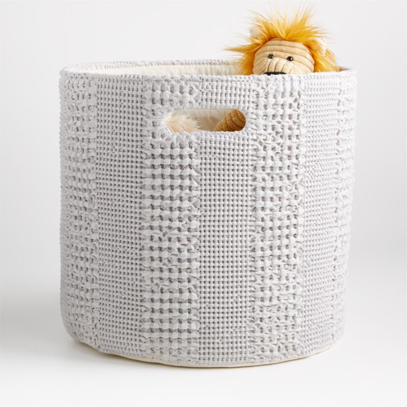 Nella Grey Cotton Waffle Weave Large Storage Bin with Handles added by Spoak Member